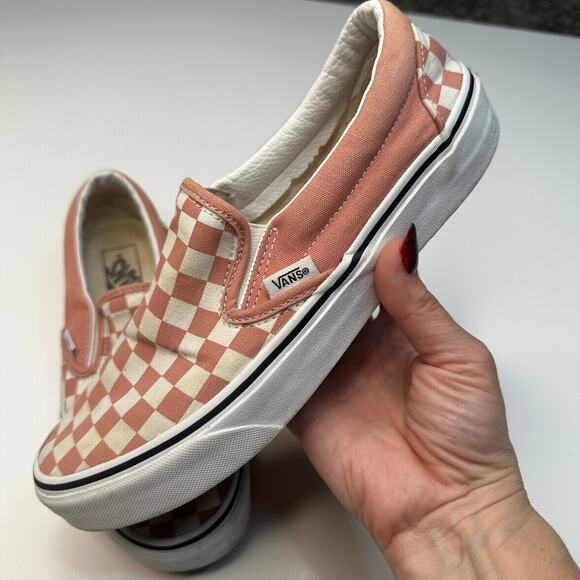 VANS Pink Checks Classic Slip On shoes - Picture 2 of 7